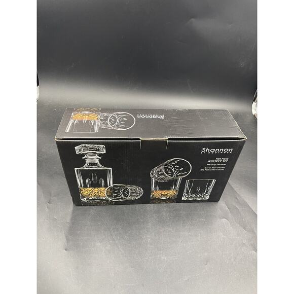 Shannon by Godinger Crystal Whiskey Decanter & 4 Double Old Fashioned Glasses - Picture 3 of 3